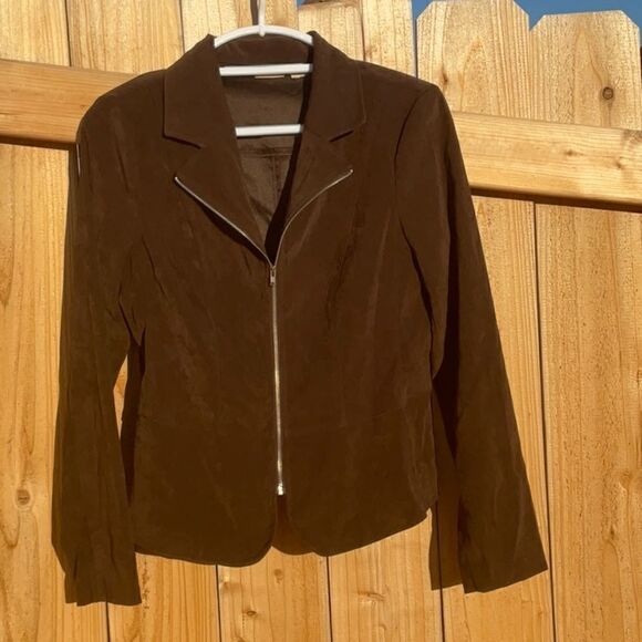 Take 50% OFF- Cato Brown Faux Suede Zip-Up Long-sleeved, Size-10 - Picture 1 of 8